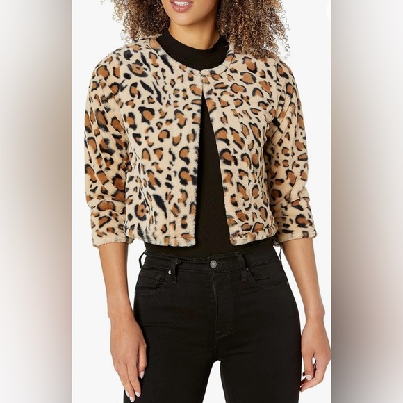 Woman’s Cropped Jacket S Calvin Klein Cardigan Shrug Leopard Top Sweater Coat - Picture 10 of 11